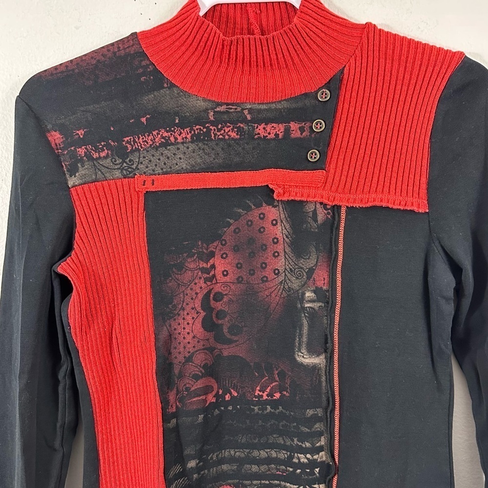 Kalisson Mixed Print Jersey Knit Long Sleeve Top Runs Small EU Brans - Picture 2 of 8